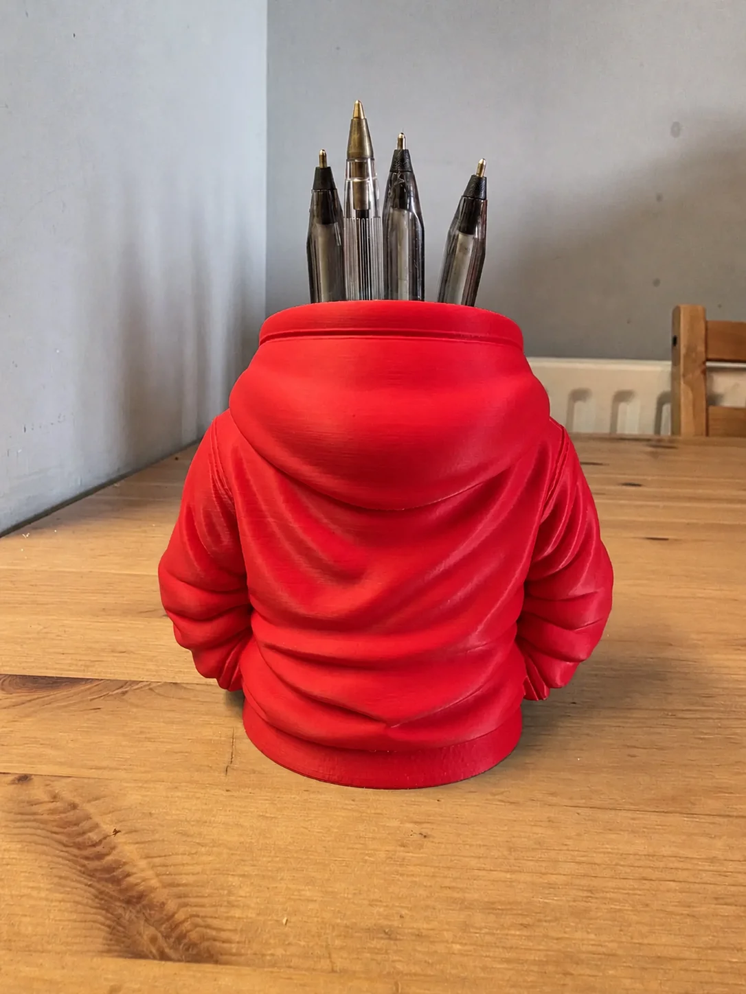 3D Baskı Kapüşonlu Sweatshirt Kalemlik - Masaüstü Organizer-Kırmızı görsel 2