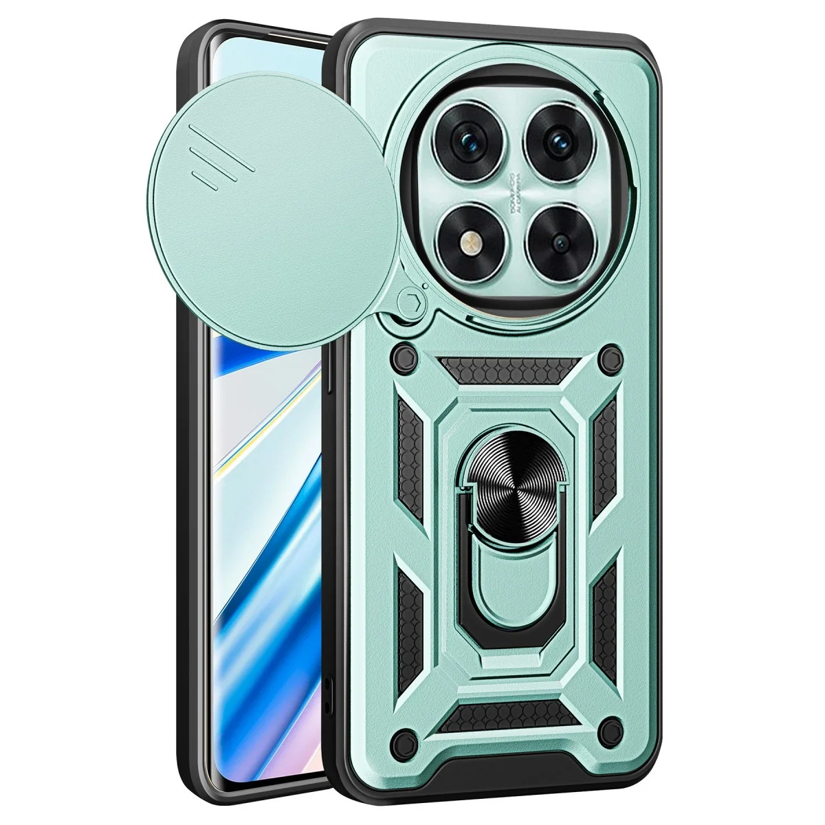 Xiao Red Note 14 Pro 4g Kılıf Pars Lens Yüzüklü Silikon - Yeşil