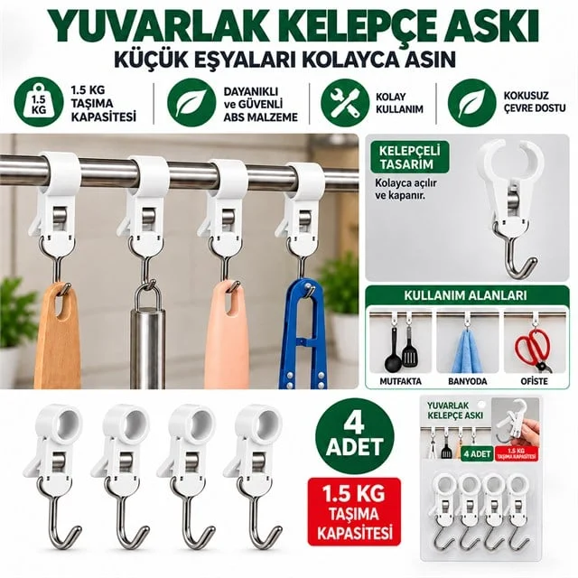 SN-38120 Yuvarlak Kelepçe Askı 65x11.5x15.5mm 4’lü Paket görsel 4
