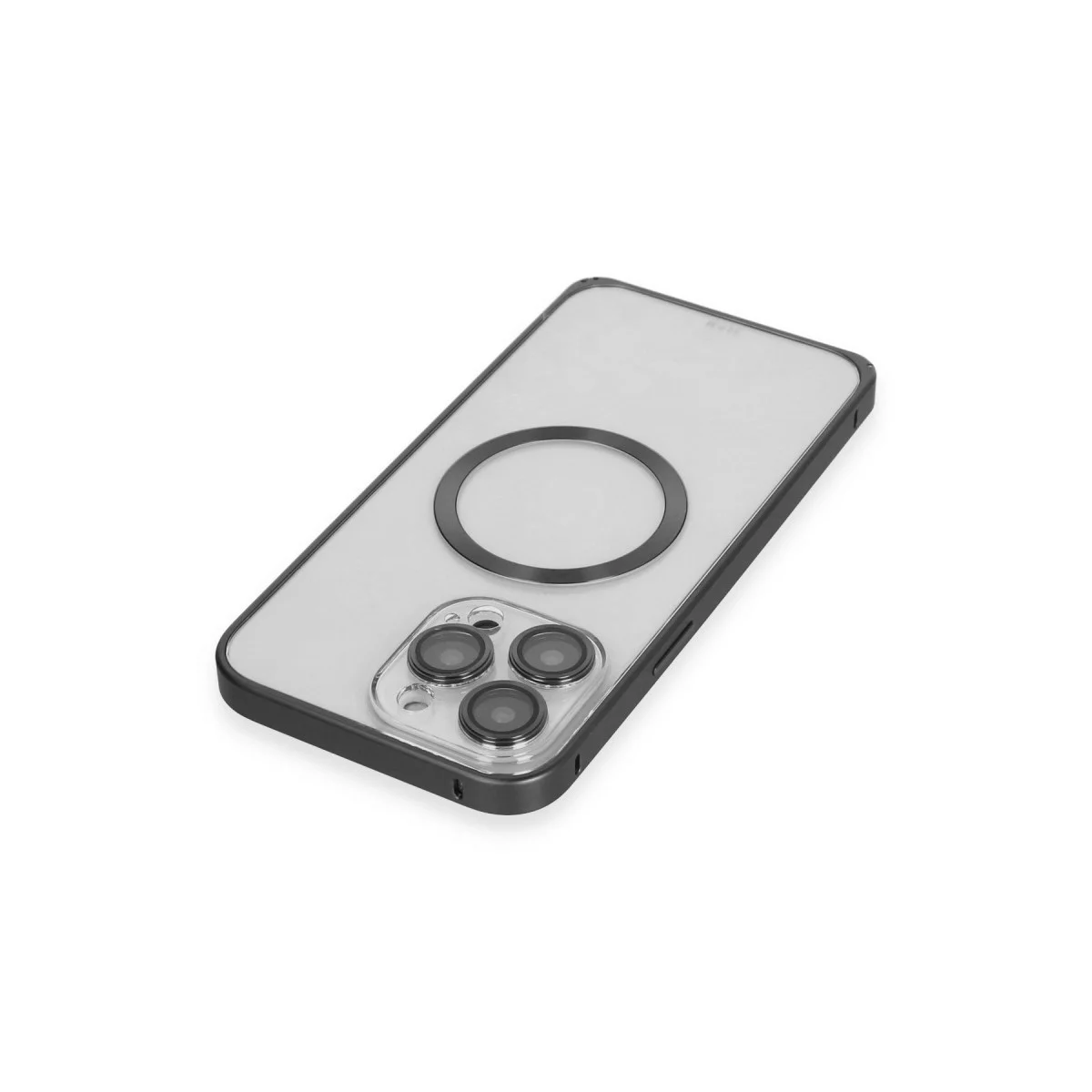Joko Apple İphone 15 Pro Max Kılıf Metal Bumper Magneticsafe Kapak - Siyah görsel 4