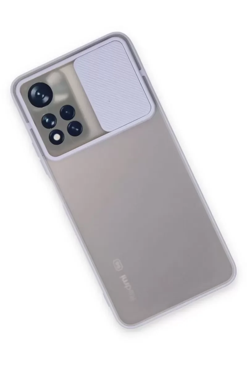 Xiao Red Note 11 Pro Plus 5G Kılıf Palm Buzlu Kamera Sürgülü Silikon - Lila görsel 3