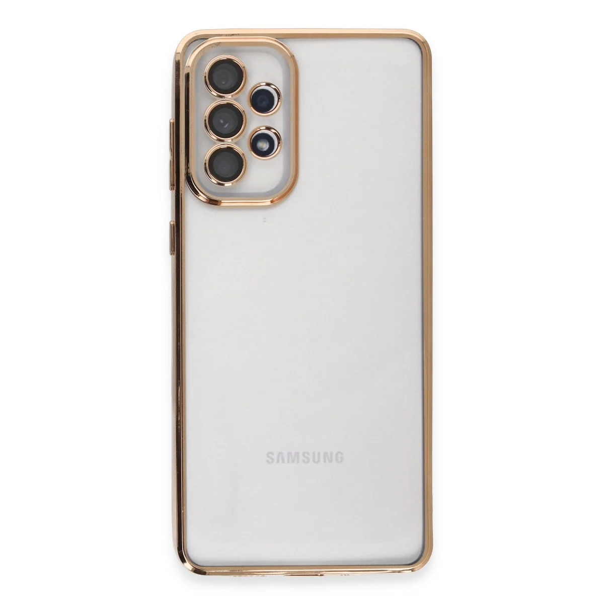 Samsung Galaxy A73 5g Kılıf Razer Lensli Silikon - Gold görsel 2