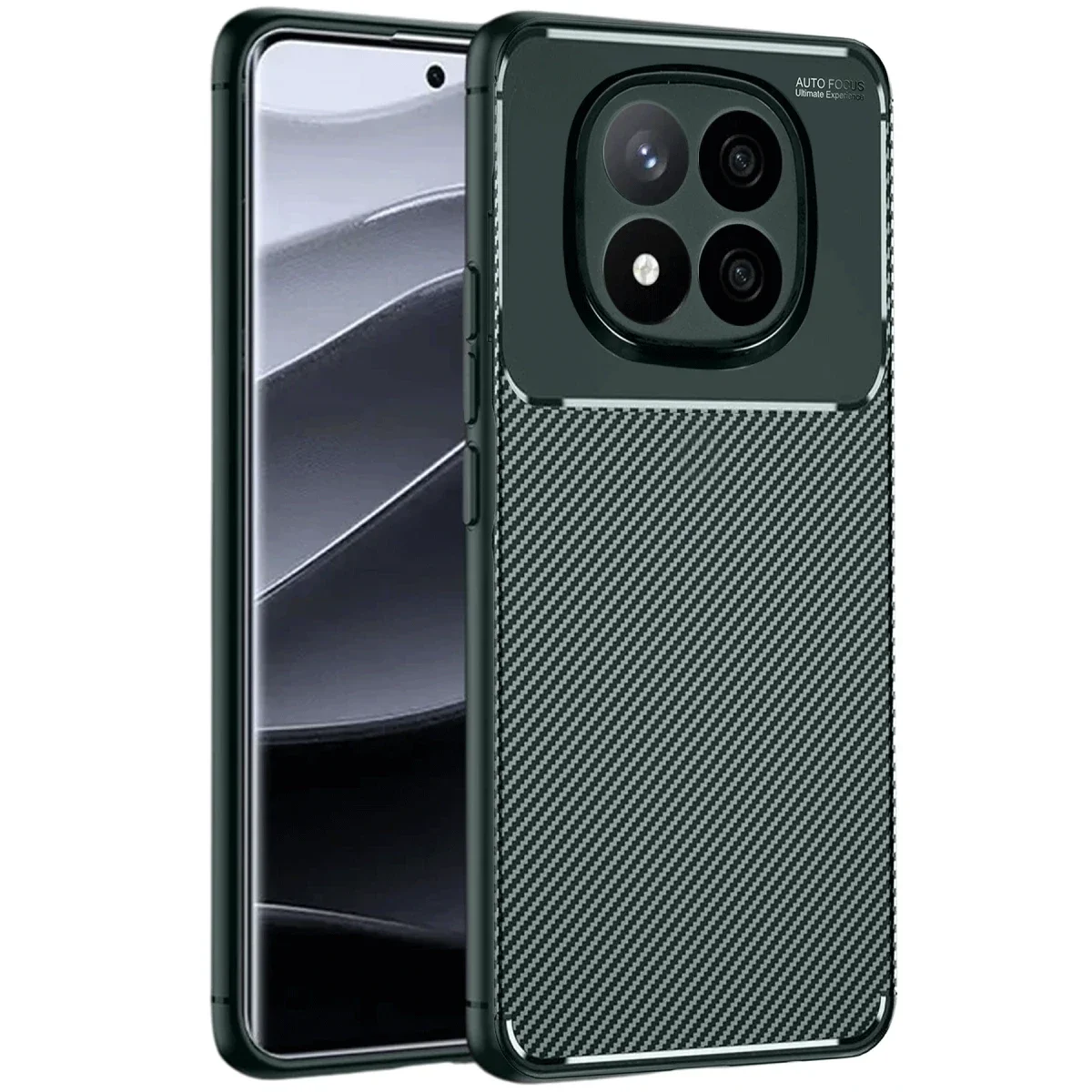 Xiaomi Redmi Note 14 Pro 4G Kılıf Auto Focus Karbon Kapak - Koyu Yeşil