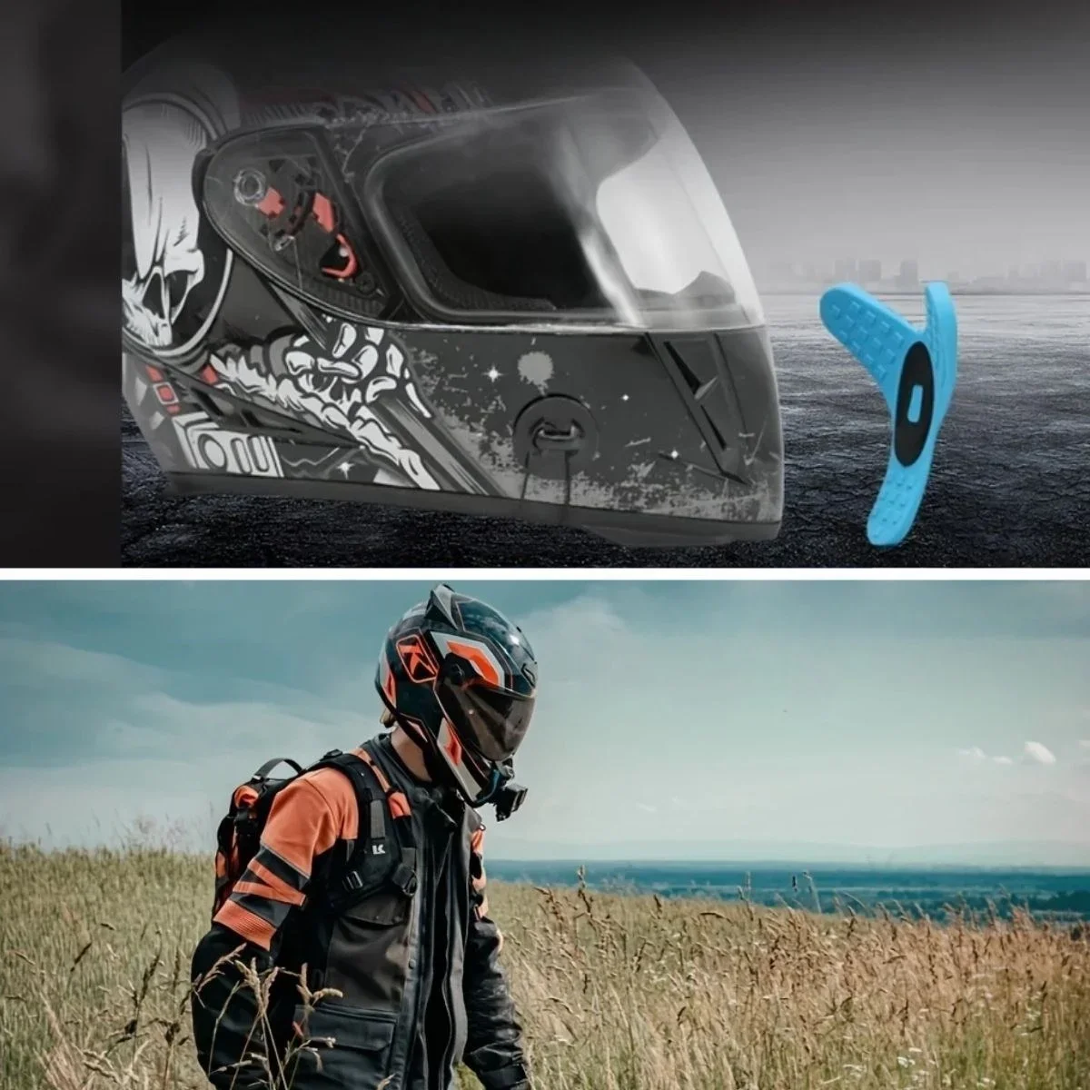Motorsiklet Kask Önü Takılan Telefon Tutucu Aksiyon Kamerası Takılabilen Aparat görsel 3