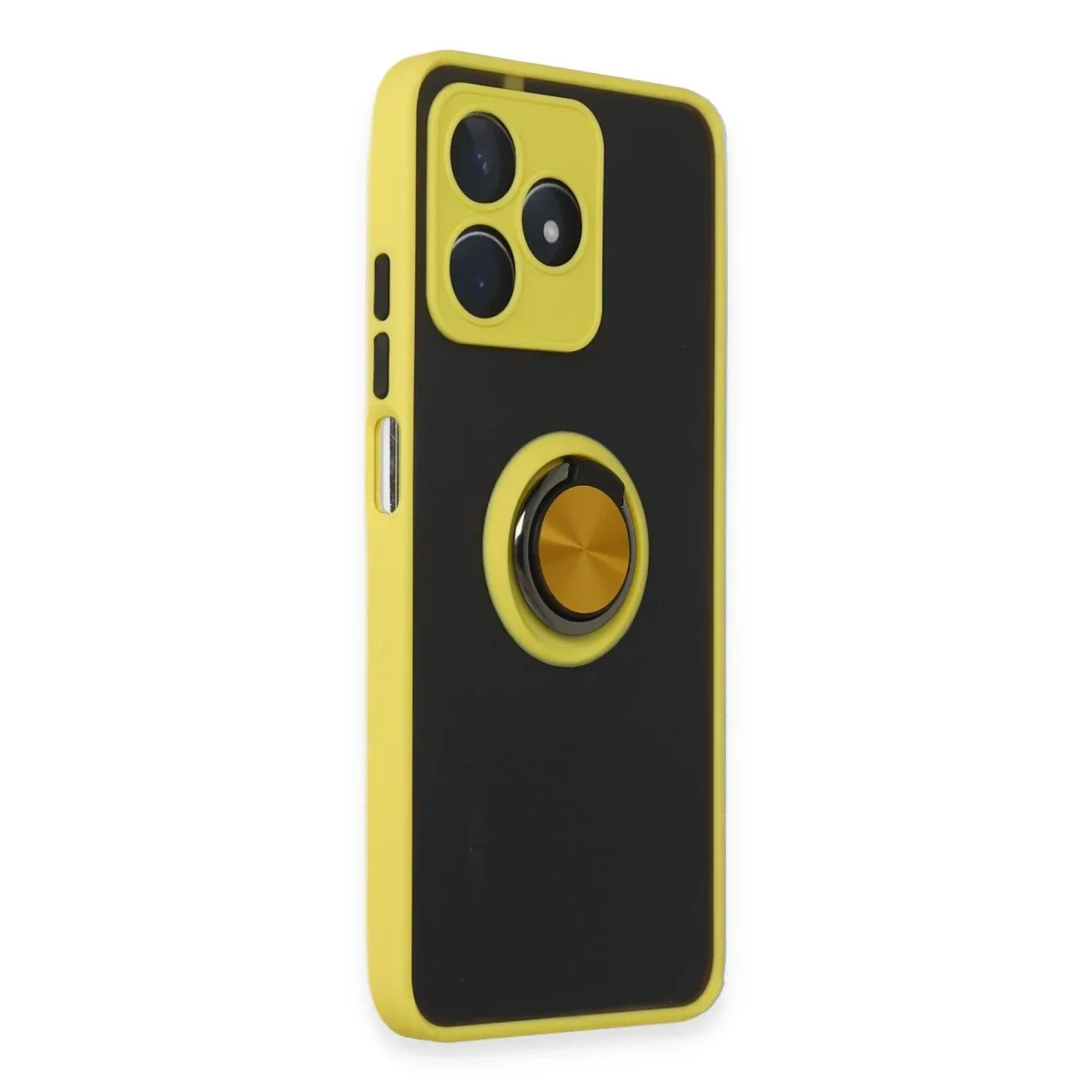 Realme C53 Kılıf Montreal Yüzüklü Silikon Kapak - Sarı görsel 2