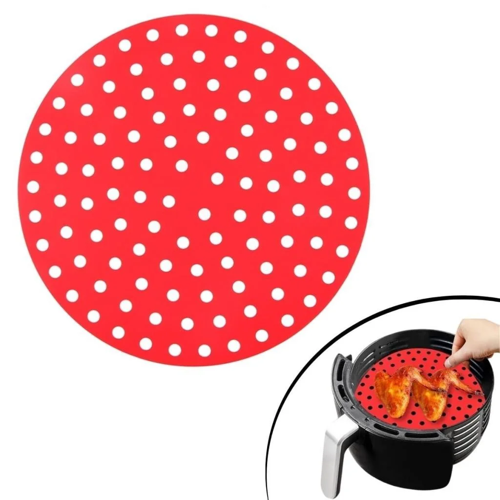 Siyah Isıya Dayanıklı Yıkanılabilir Silikon Fırın Ve Airfryer Yuvarlak Model Pişirme Matı 23 Cm görsel 5