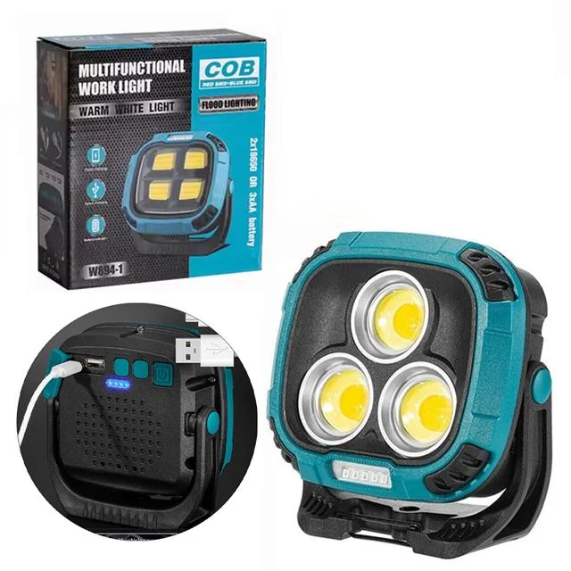 MX-W891 4000K - 7000K - Kırmızı 3 COB Ledli 30 Watt Çok Fonksiyonlu Çalışma Lambası (PowerBank)