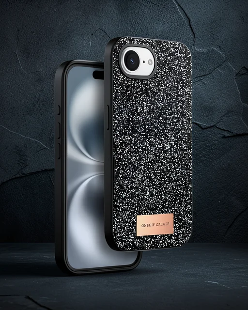 Onegif Apple İphone 16e Bright Simli Kapak - Siyah