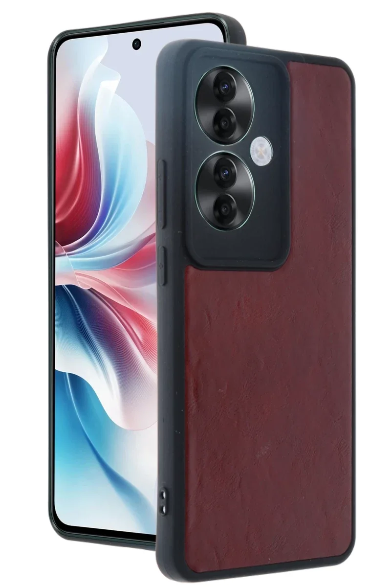 Oppo Reno 11F Kılıf Aras Deri Kapak - Bordo