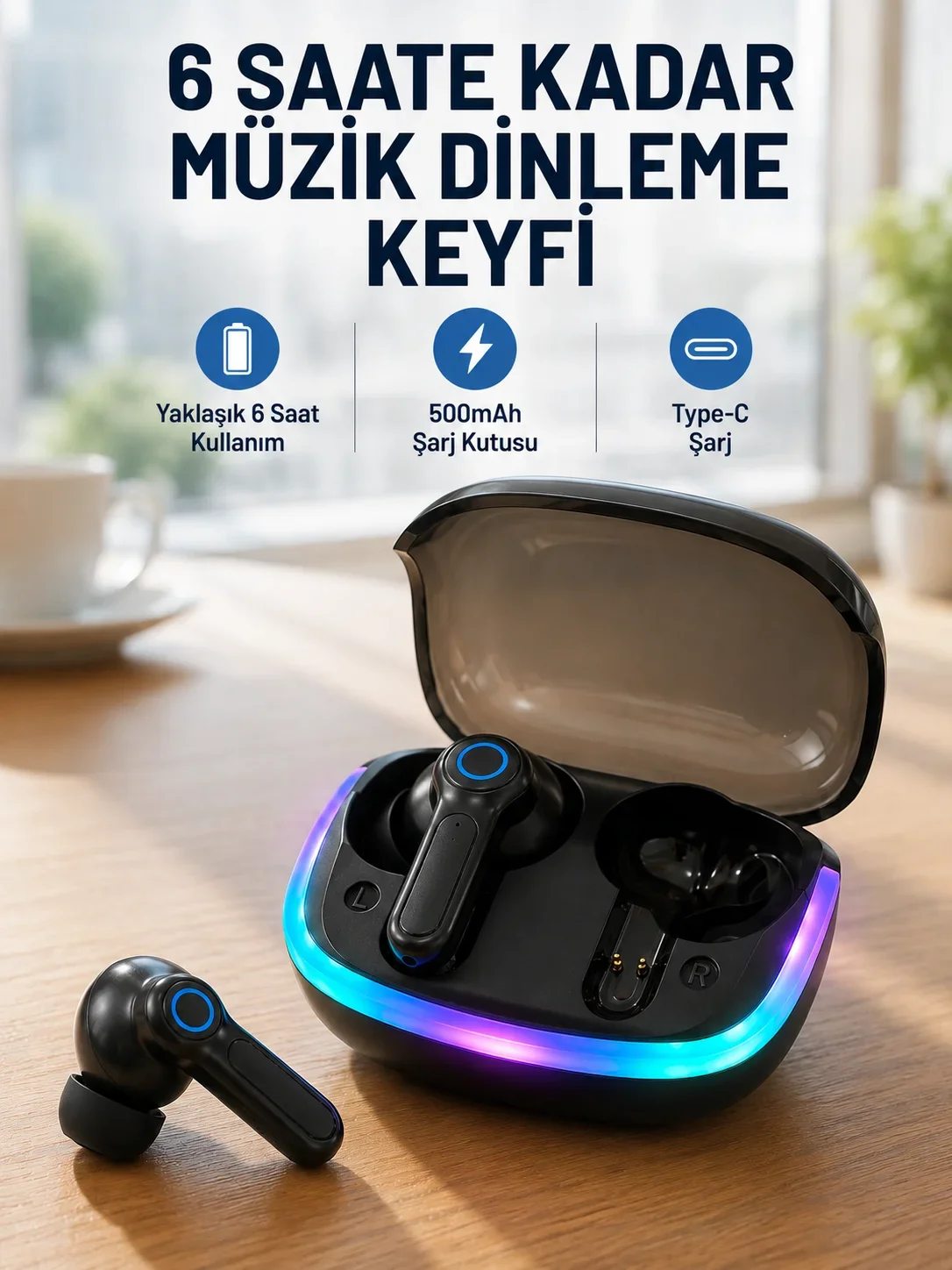 ENC krofonlu Bluetooth 5.4 Kablosuz Kulaklık 40ms Düşük Gecikmeli TWS Kulaklık