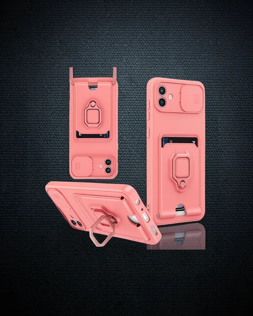 Samsung Galaxy A06 Kılıf Zuma Kartvizitli Yüzüklü Silikon - Pembe