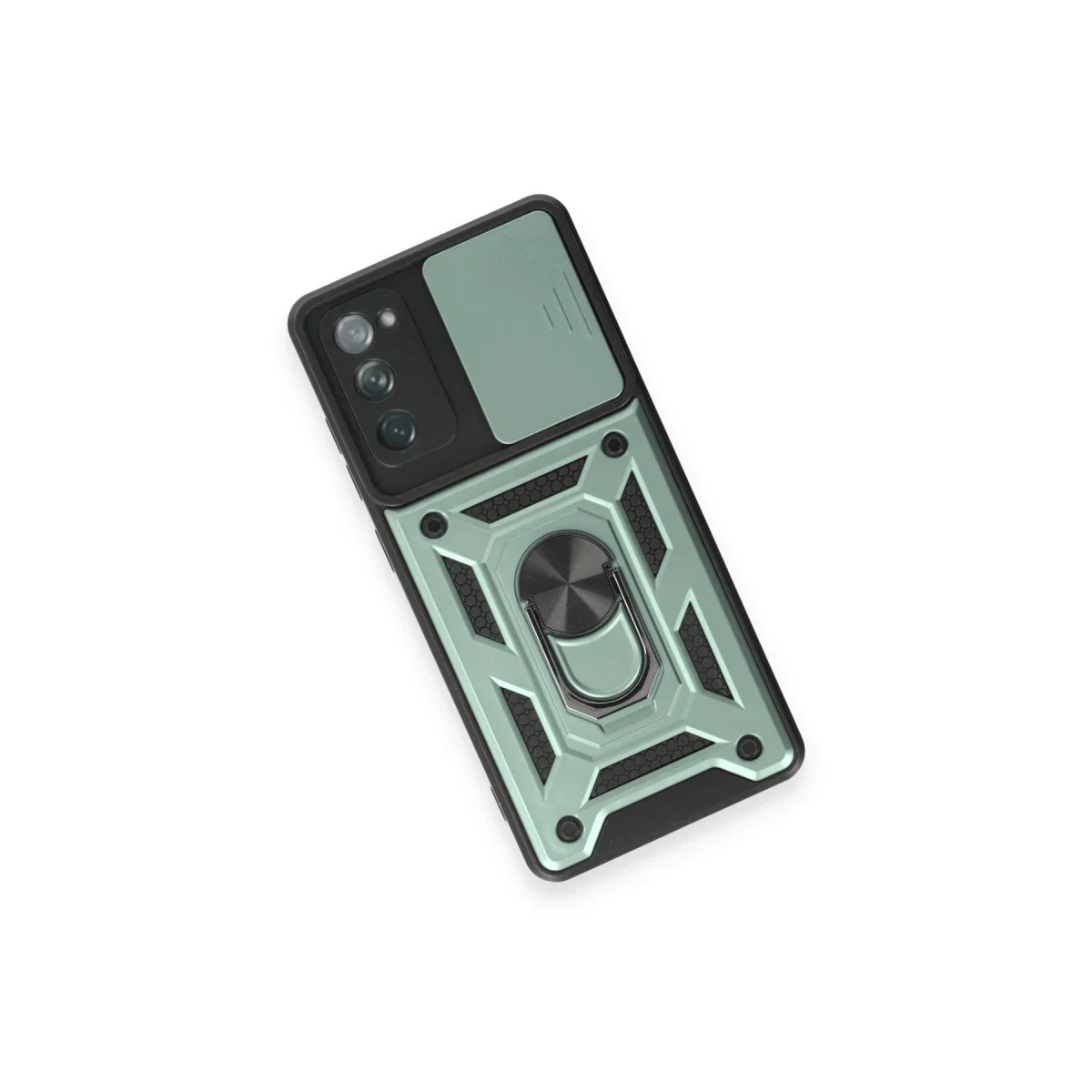 Samsung Galaxy S20 FE Kılıf Pars Lens Yüzüklü Silikon - Yeşil görsel 3