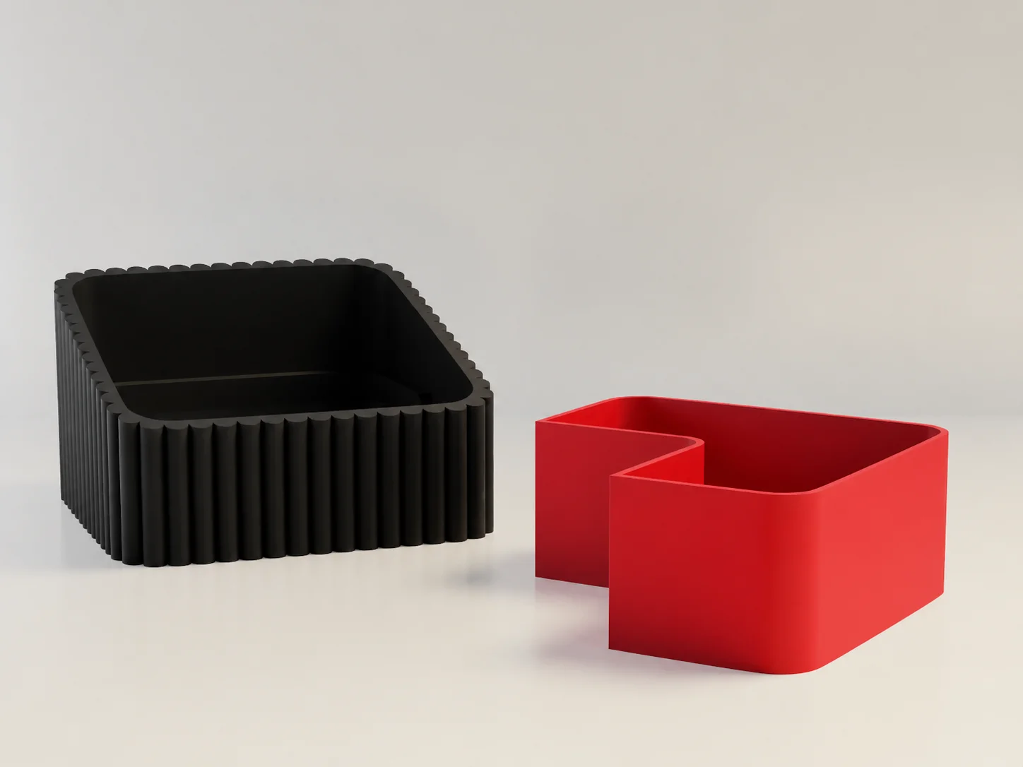 3D Baskı Fıstık Kasesi - Çift Hazneli Kabuk Ayırıcı Sunum Kasesi - Siyah Kırmızı görsel 2
