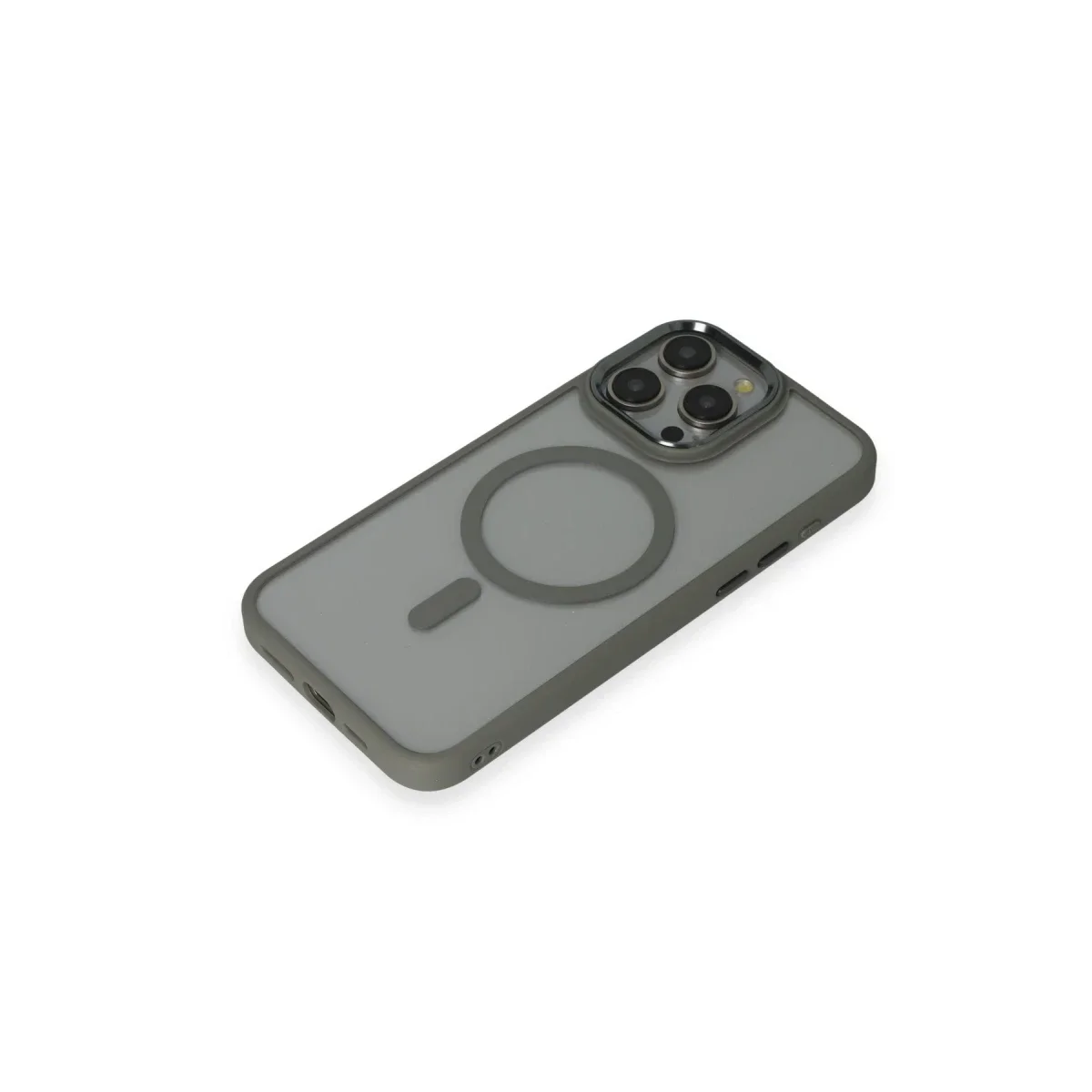 Apple iPhone 15 Pro Max Kılıf Room Magneticsafe Silikon - Gri görsel 4
