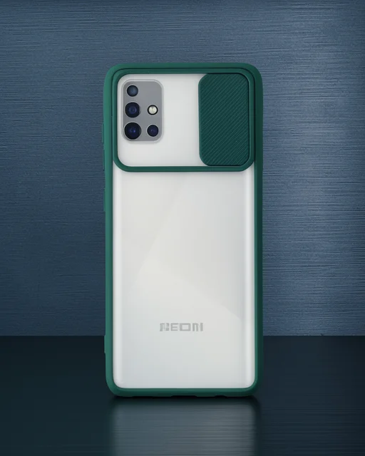 Samsung Galaxy A71 Kılıf Palm Buzlu Kamera Sürgülü Silikon - Yeşil