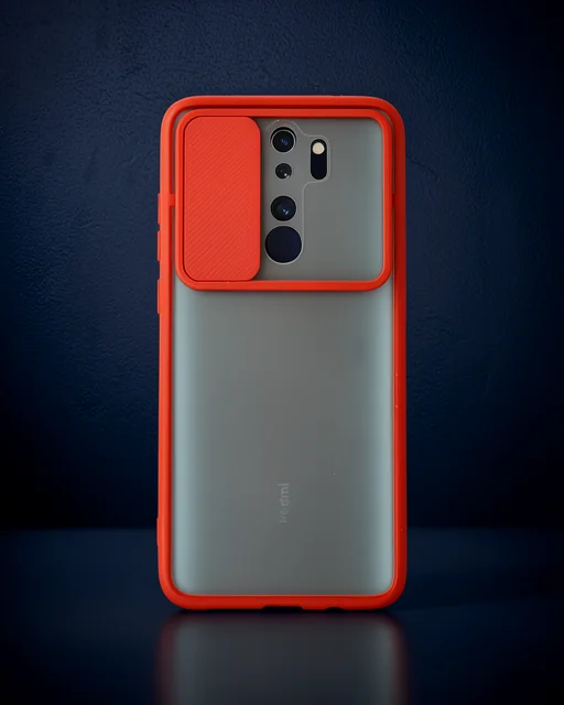 Xiaomi Redmi Note 8 Pro Kılıf Palm Buzlu Kamera Sürgülü Silikon - Kırmızı
