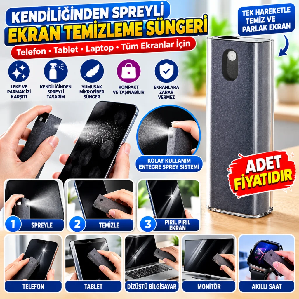 Telefon,Tablet Ekranı İçin Kendiliğinden Spreyli Ekran Temizleme Süngeri (adet fiyatıdır)