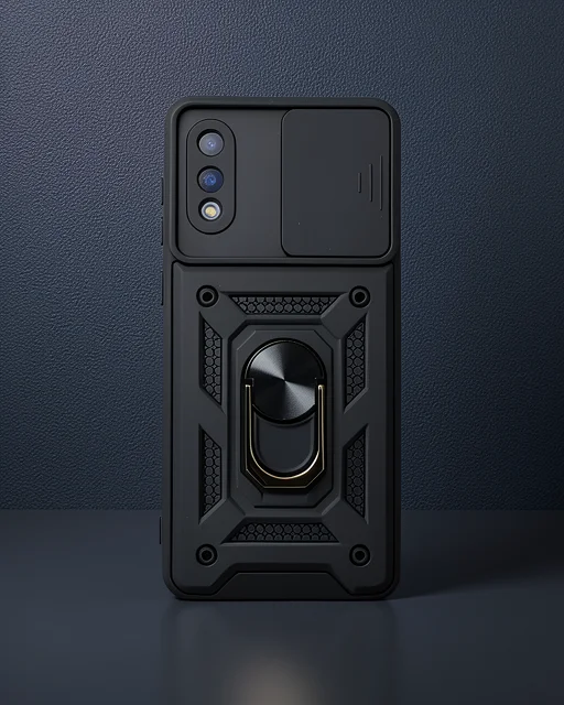 Samsung Galaxy A02 Kılıf Pars Lens Yüzüklü Silikon - Siyah
