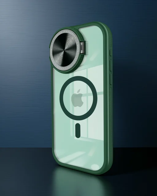 Apple İphone 14 Pro Max Kılıf Teleskop Lens Magsafe Silikon Kapak - Koyu Yeşil
