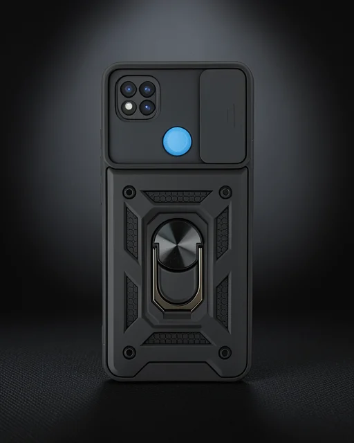 Xiaomi Redmi 9c Kılıf Pars Lens Yüzüklü Silikon - Siyah