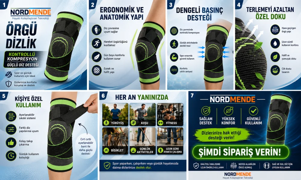 NORDMENDE Örgü Dizlik | Kontrollü Kompresyonlu Diz Destekleyici