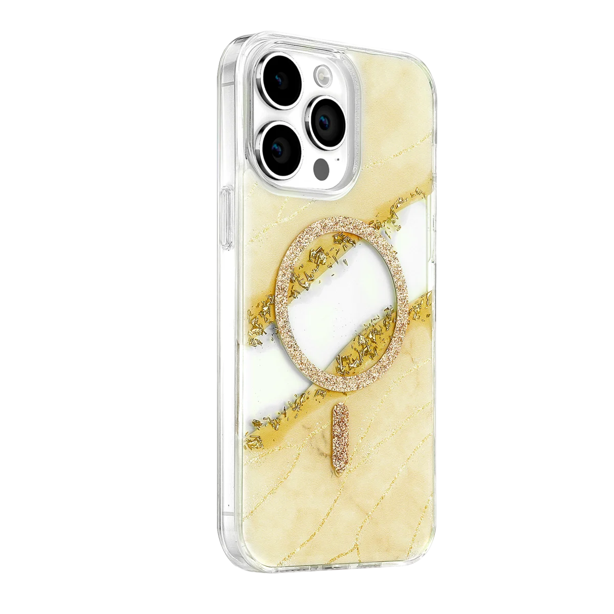 Onegif Apple iPhone 15 Pro Max Lotus Simli Magsafe Kapak - Gümüş görsel 2