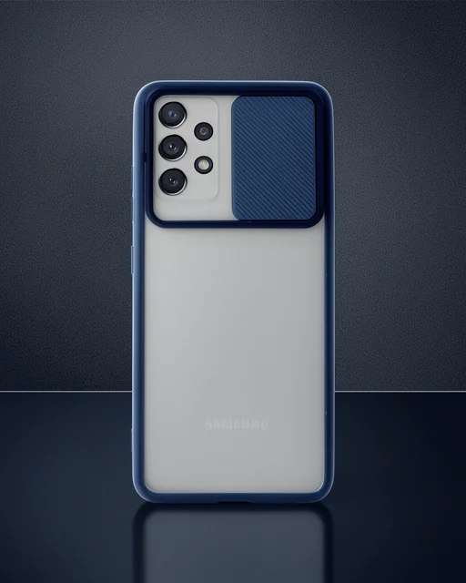 Samsung Galaxy A72 Kılıf Palm Buzlu Kamera Sürgülü Silikon - Lacivert