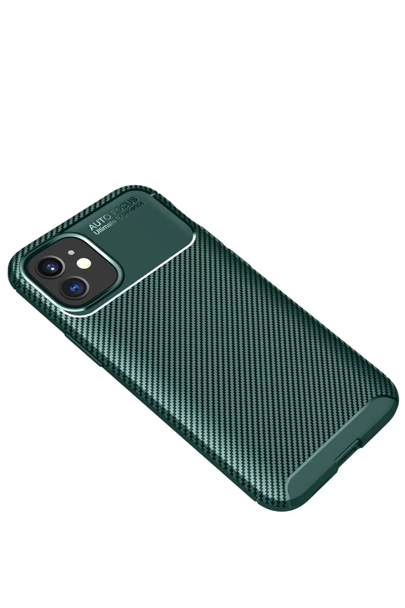 Apple iPhone 12 Mini Kılıf Auto Focus Karbon Kapak - Yeşil görsel 2
