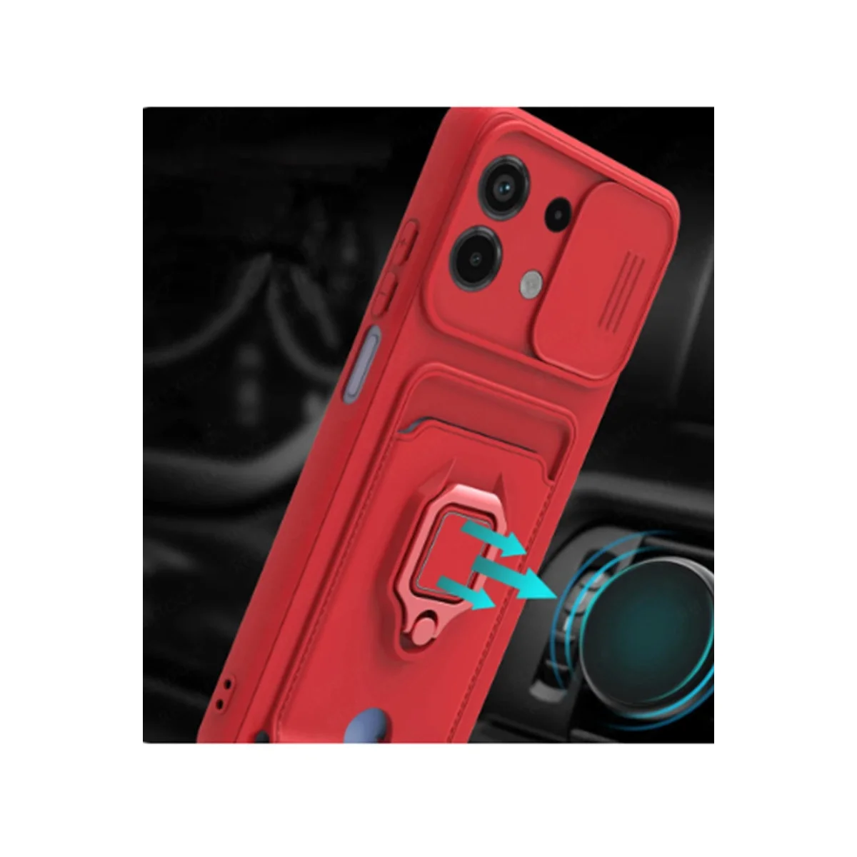 Xiao Red Note 13 4g Kılıf Zuma Kartvizitli Yüzüklü Silikon - Lila görsel 3