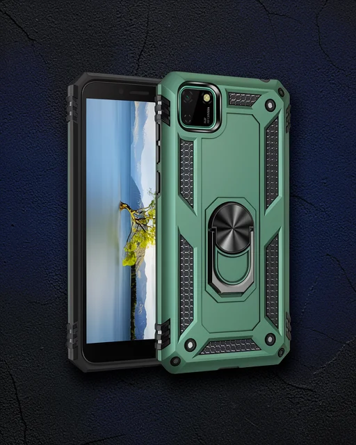 Huawei Y5p Kılıf Sofya Yüzüklü Silikon Kapak - Yeşil