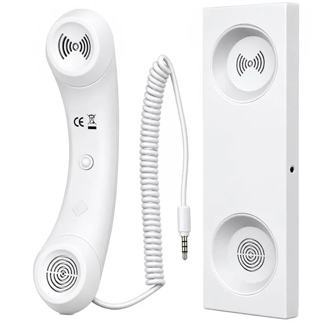 PM-39122 Retro-Nostaljik 3.5mm Girişli Beyaz Telefon Ahizesi görsel 5