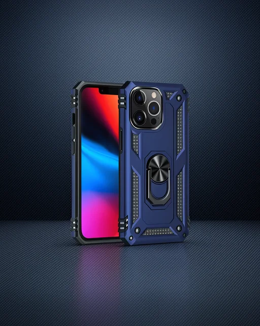 Apple İphone 13 Pro Kılıf Sofya Yüzüklü Silikon Kapak - Lacivert