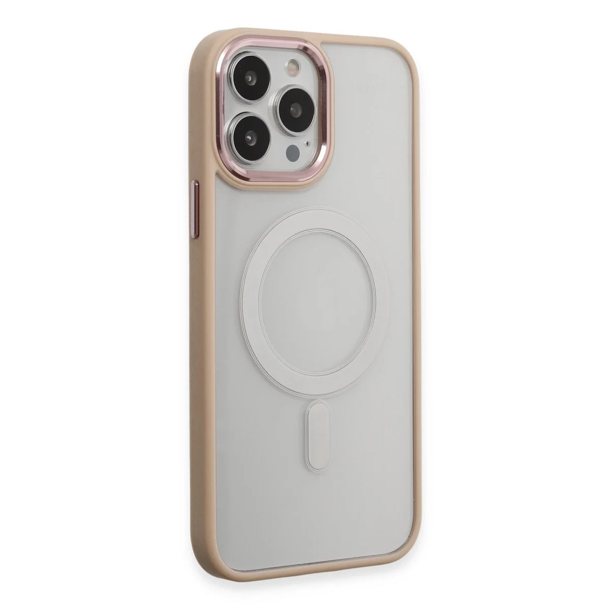 Apple İphone 15 Pro Kılıf Room Magneticsafe Silikon - Pudra