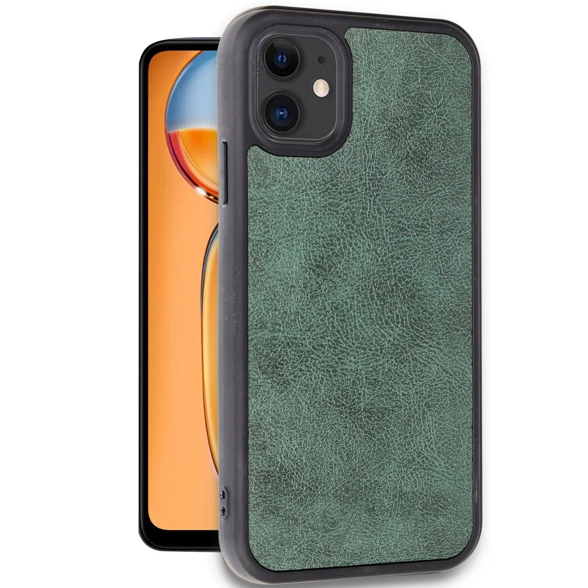 Apple İphone 11 Kılıf Aras Deri Kapak - Koyu Yeşil görsel 2