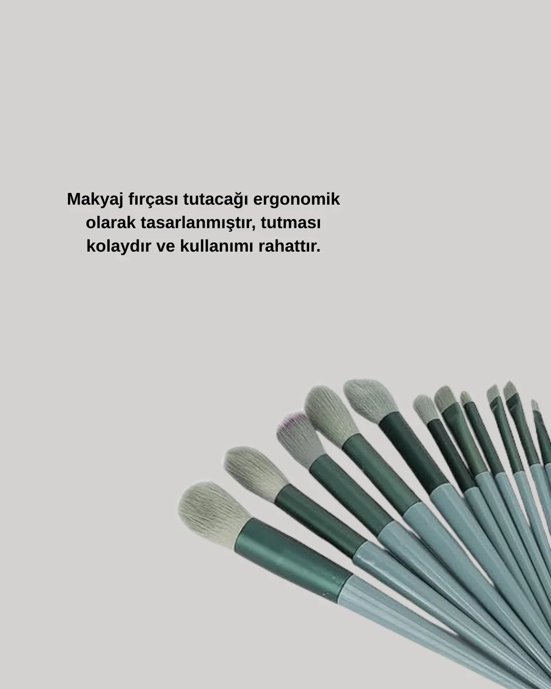 Taşınabilir Ergonomik Yapılı 13 Adet Fiber Kıllı Yüz ve Göz Makyaj Fırçası Seti görsel 5