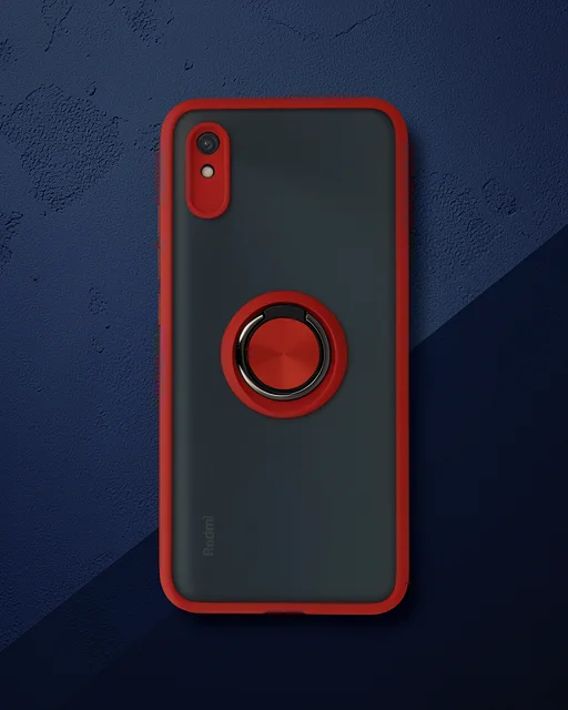 Xiaomi Redmi 9a Kılıf Montreal Yüzüklü Silikon Kapak - Kırmızı