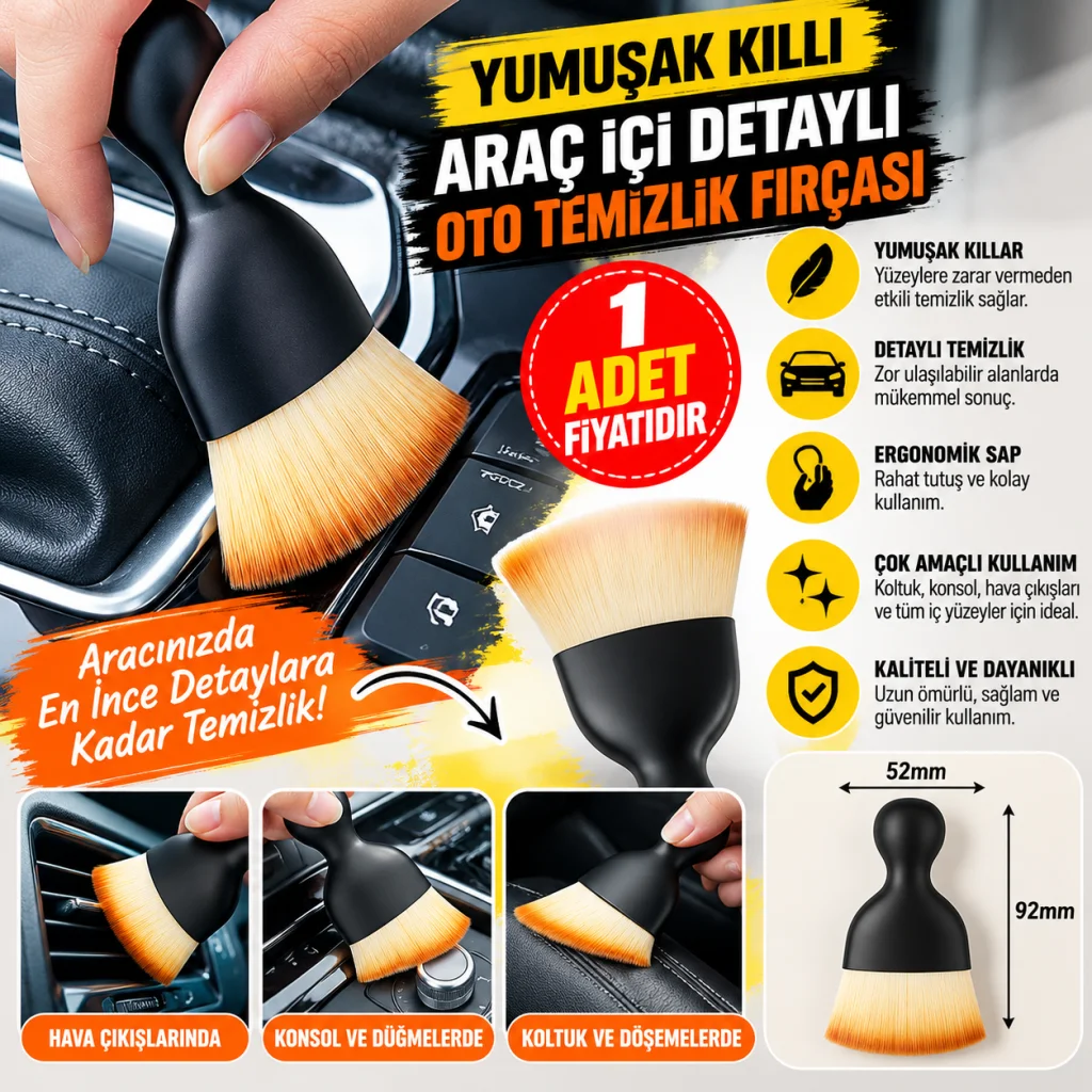 Yumuşak Kıllı Araç İçi Detaylı Oto Temizlik Fırçası(adet fiyatıdır)