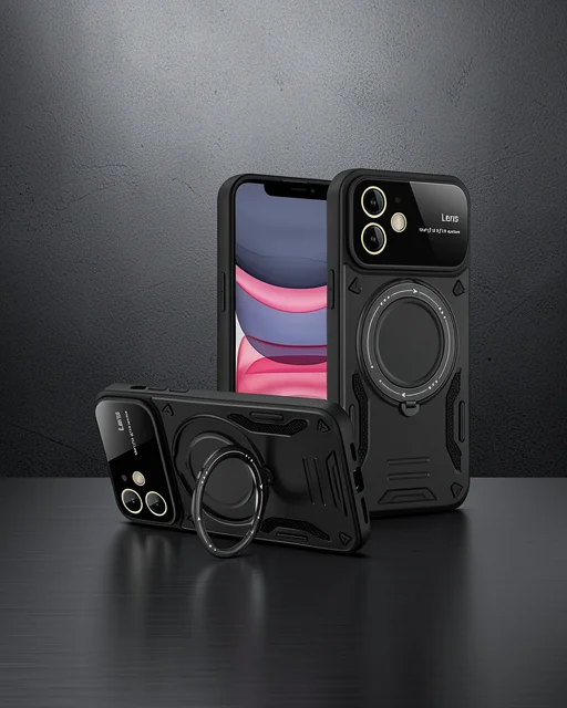 Apple İphone 11 Kılıf Joy Lens Standlı Kapak - Siyah