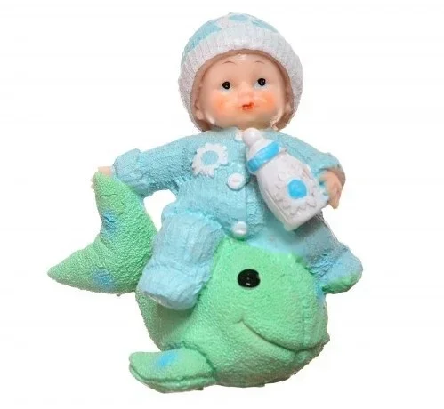 Decotown Hediyelik Sevimli Mavi Bebek Biblo Polyester Süs Eşyası görsel 3