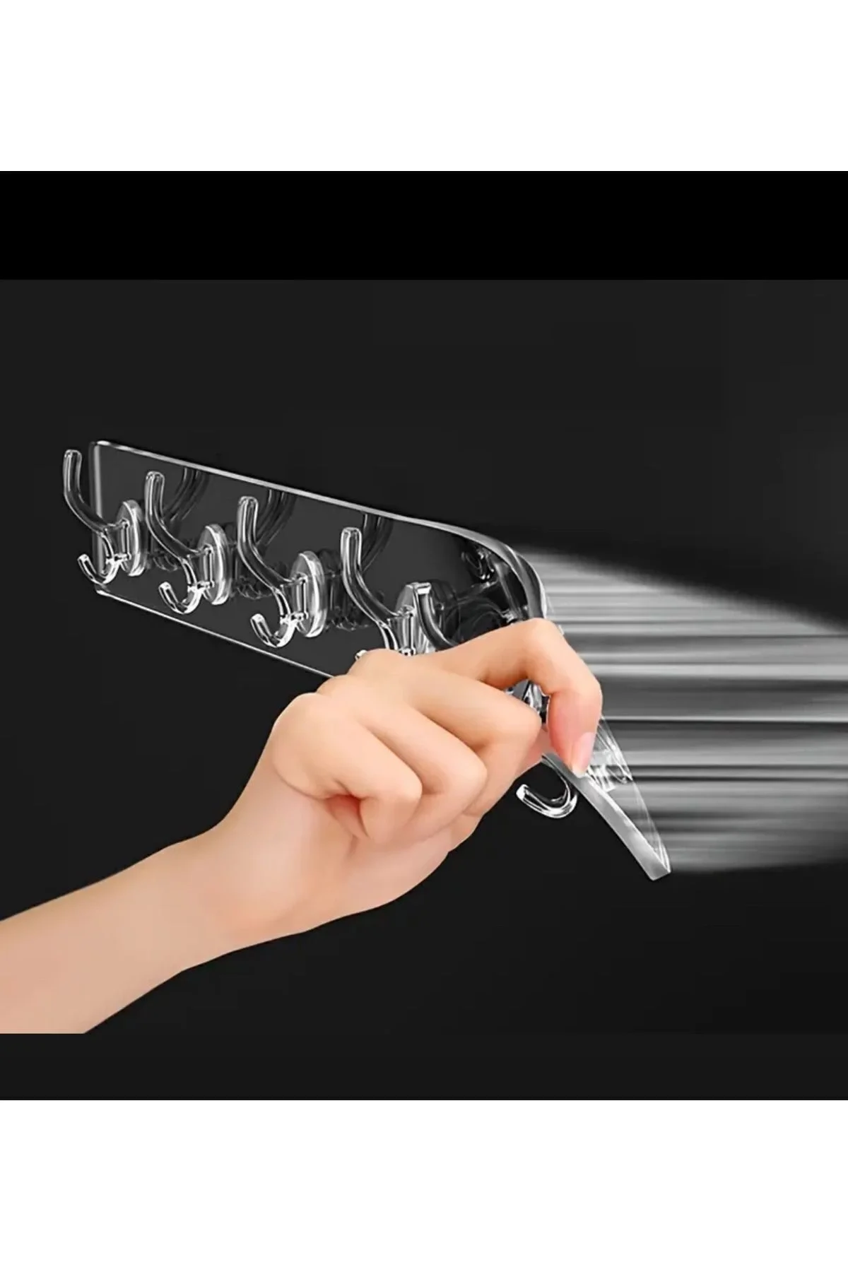 5'li Kendinden Yapışkanlı Güçlü Şeffaf Askılık - Kapı Arkası Mutfak Duvar Banyo Askı görsel 4