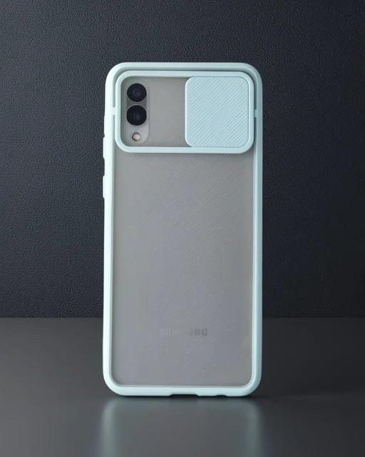 Samsung Galaxy A02 Kılıf Palm Buzlu Kamera Sürgülü Silikon - Turkuaz