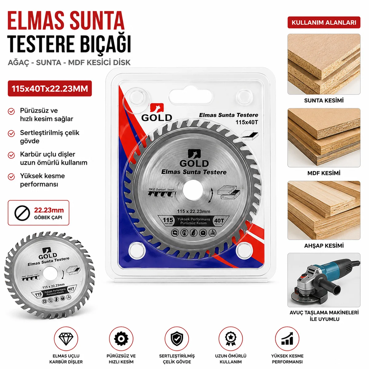 Sunta Kesici Disk 115 mm 40T 22.23 mm görsel 2