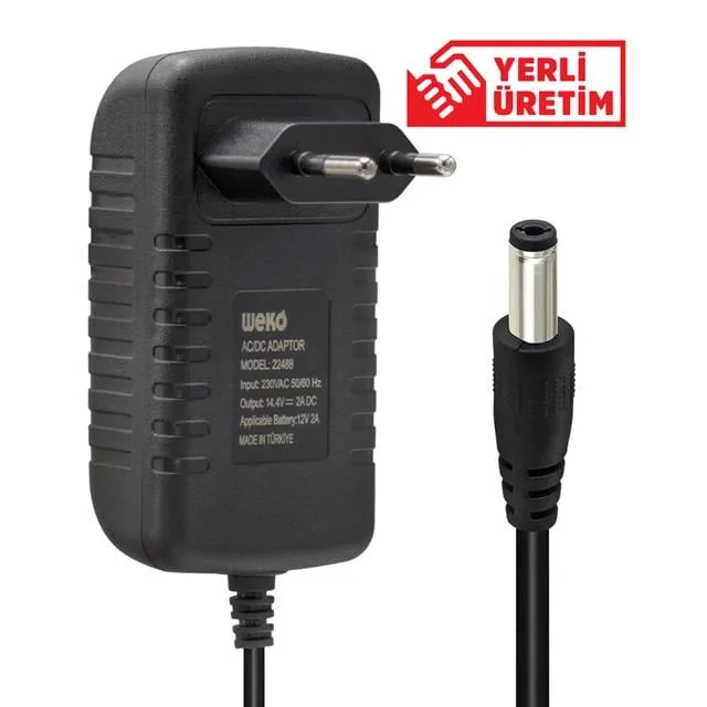 Weko 14.4 Volt - 2 Amper 5.5*2.5 Uçlu Kırmızı Yeşil Ledli Yerli Üretim Akü Şarj Cihazı görsel 5