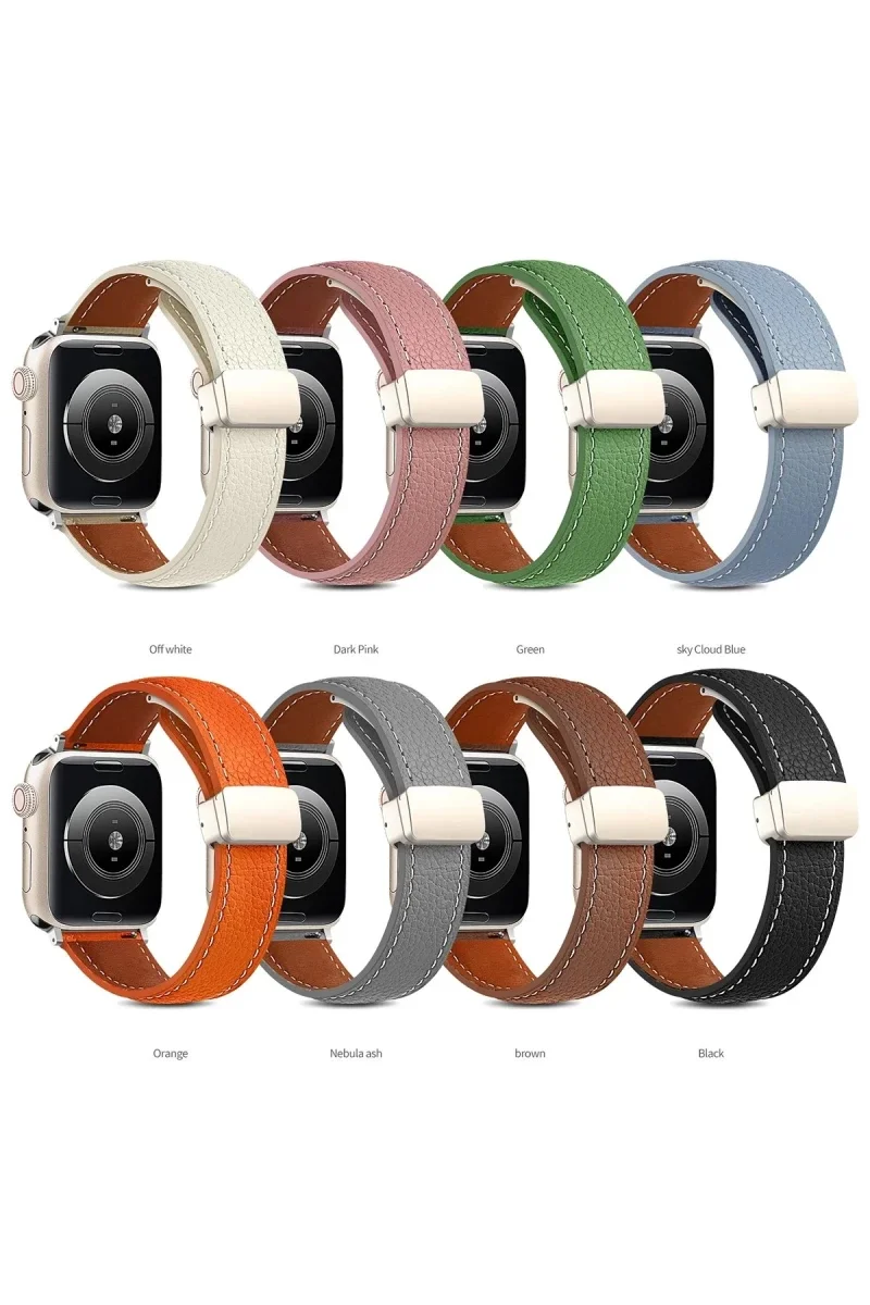 Apple Watch 42mm KR414 Daks Deri Kordon - Lacivert görsel 2