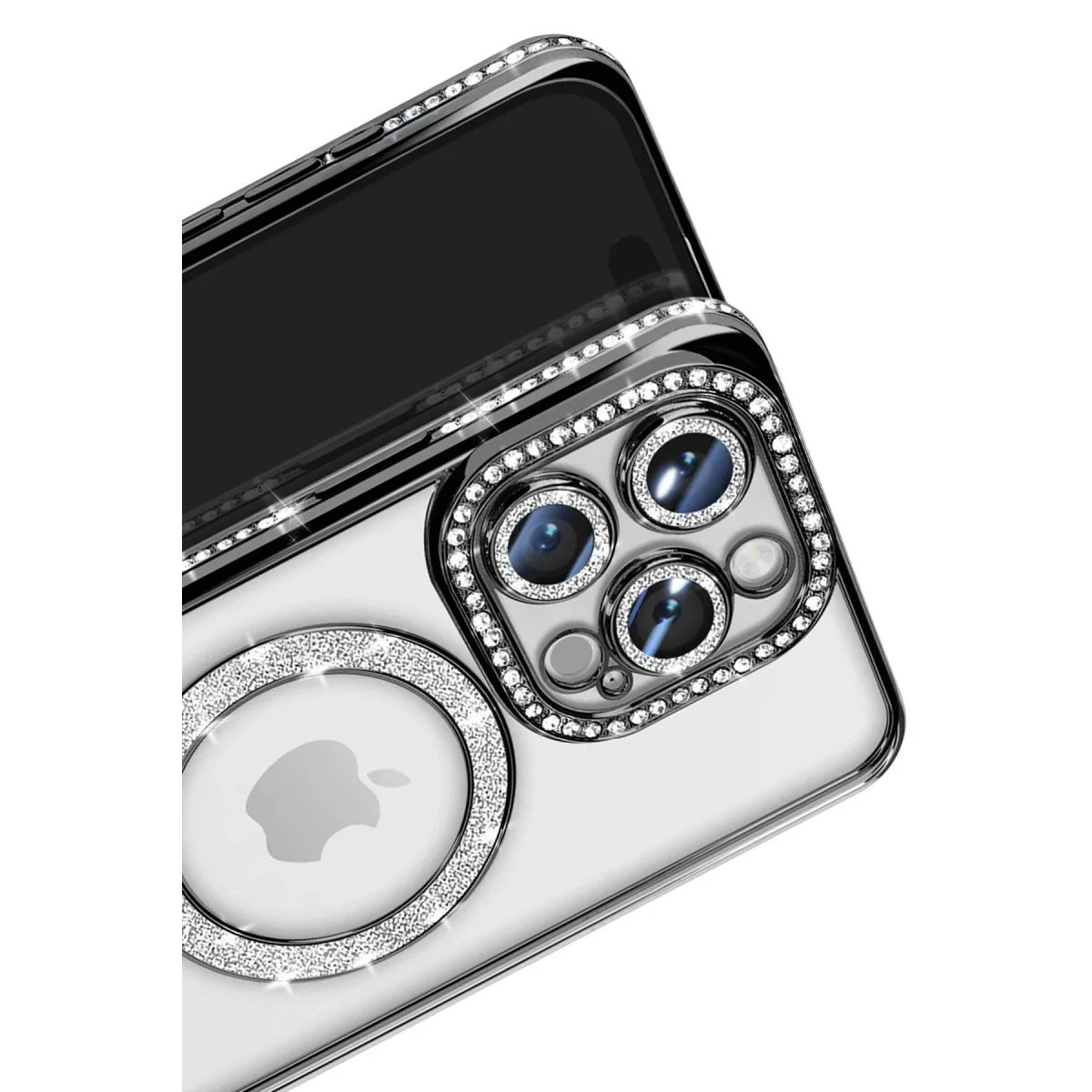 Apple İphone 16 Pro Max Kılıf Joke Simli Magneticsafe Kılıf - Siyah görsel 3