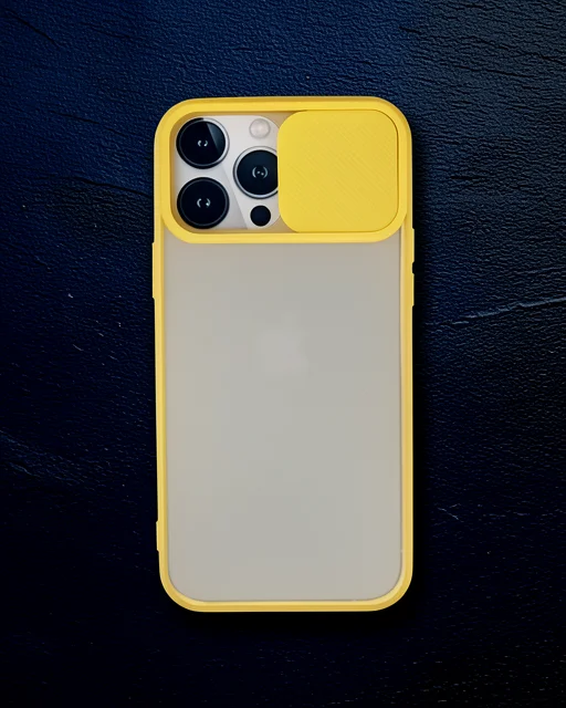 Apple İphone 13 Pro Max Kılıf Palm Buzlu Kamera Sürgülü Silikon - Sarı