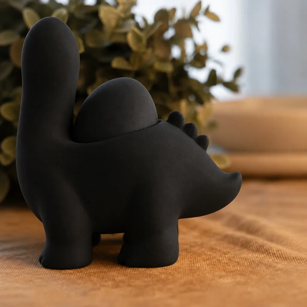3D Baskı Dinozor Yumurtalık - Sevimli Eggosaurus Yumurta Tutucu-Siyah görsel 2
