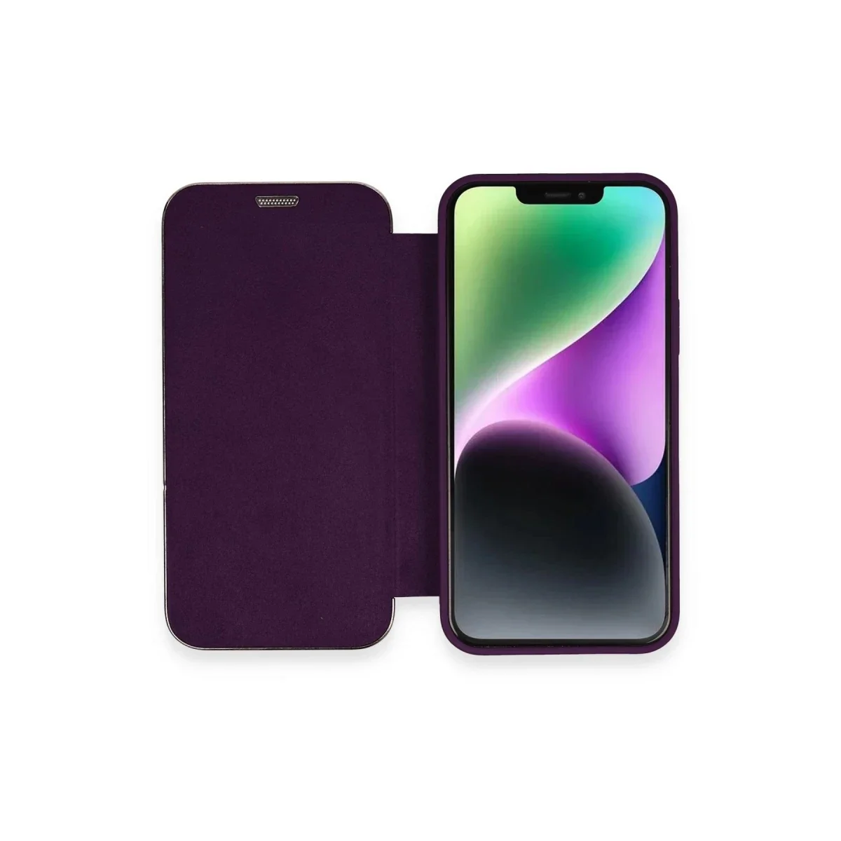 Apple iPhone 12 Kılıf Dolpin Kapaklı - Derin Mor