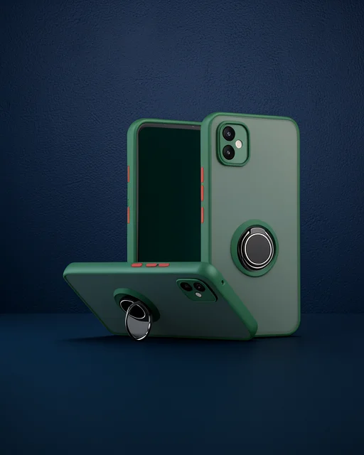 Samsung Galaxy A06 Kılıf Montreal Yüzüklü Silikon Kapak - Yeşil