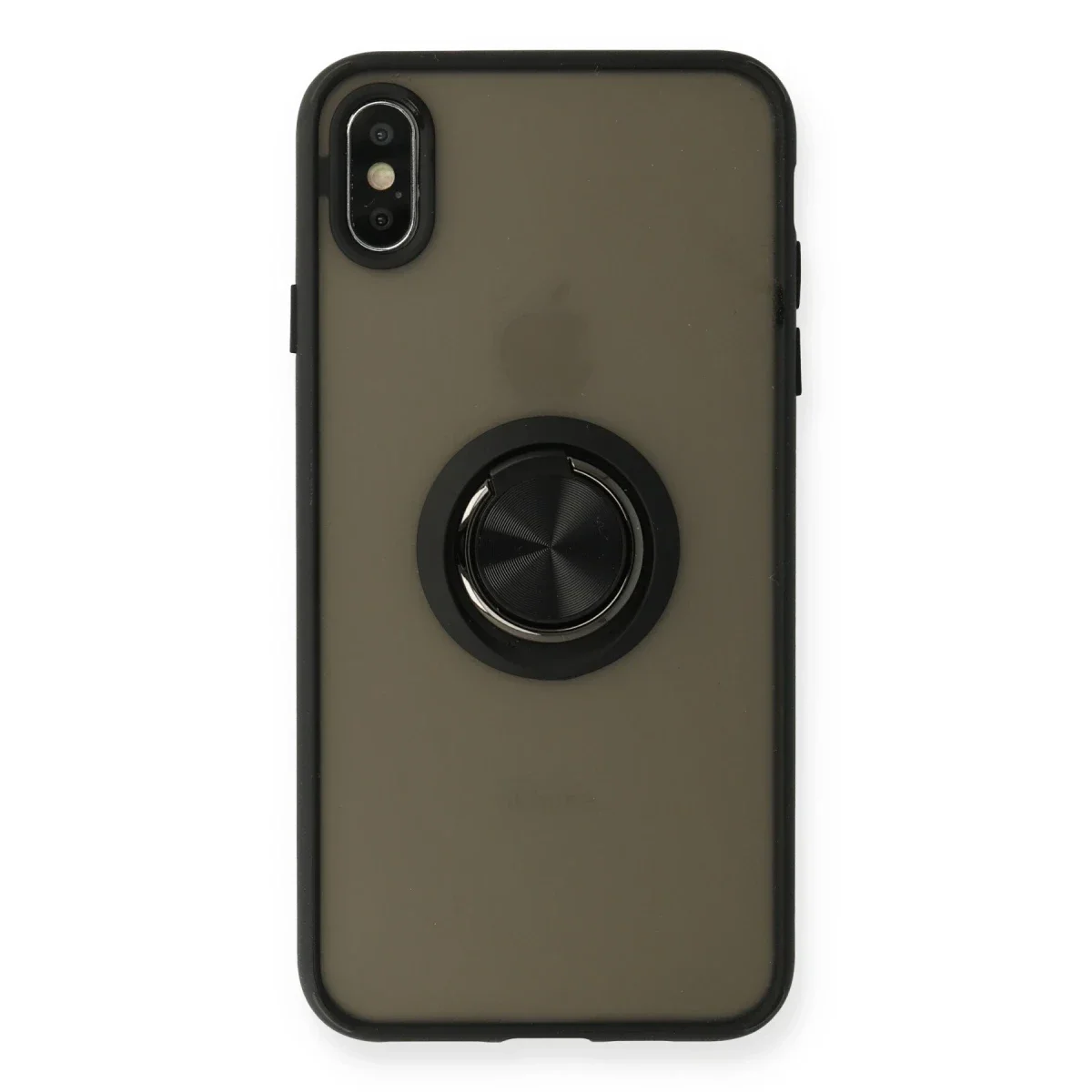 Apple iPhone XS Max Kılıf Montreal Yüzüklü Silikon Kapak - Siyah